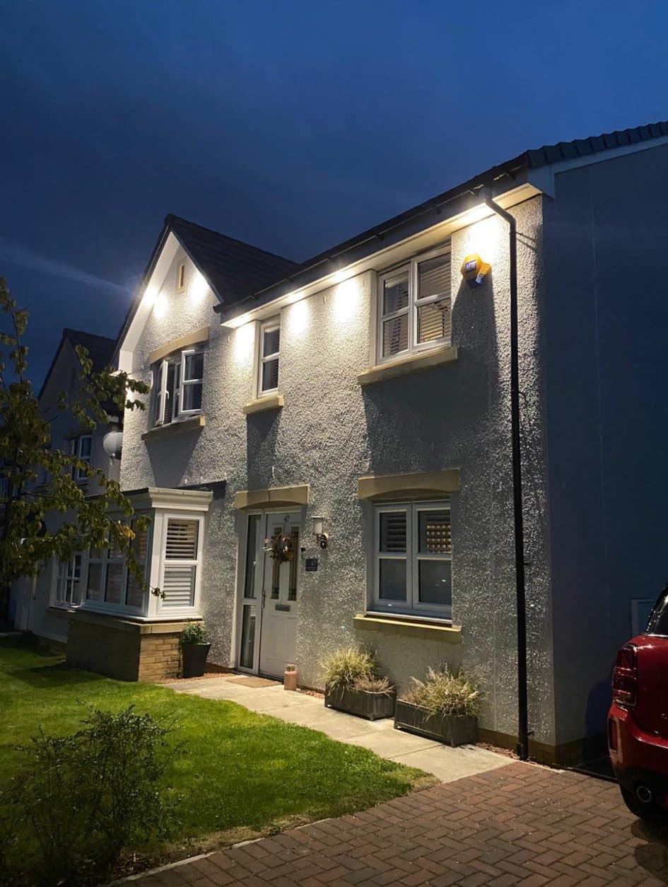 Exterior soffit lighting installation completed by Fife Electricians