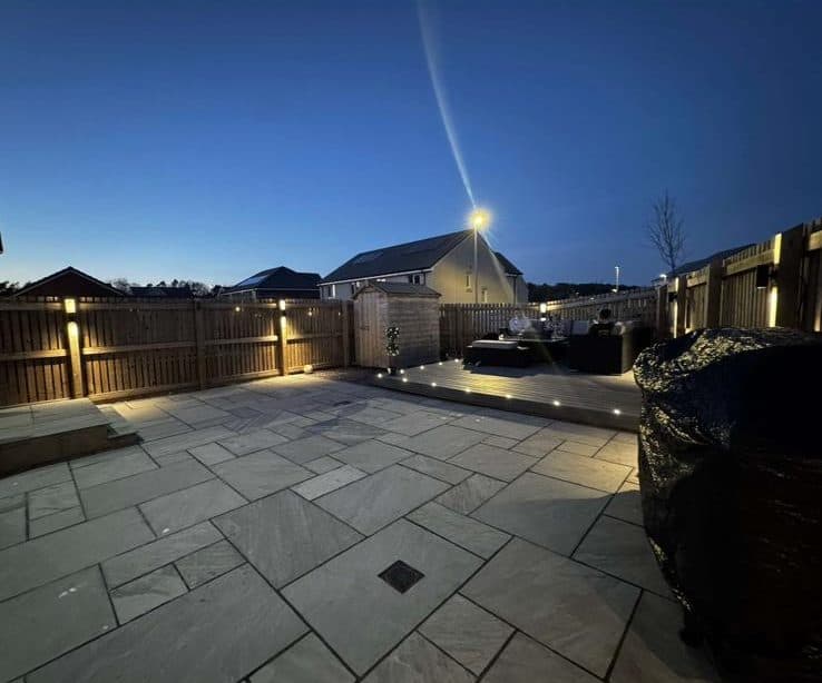 Outdoor decking lighting installation completed by Fife Electricians