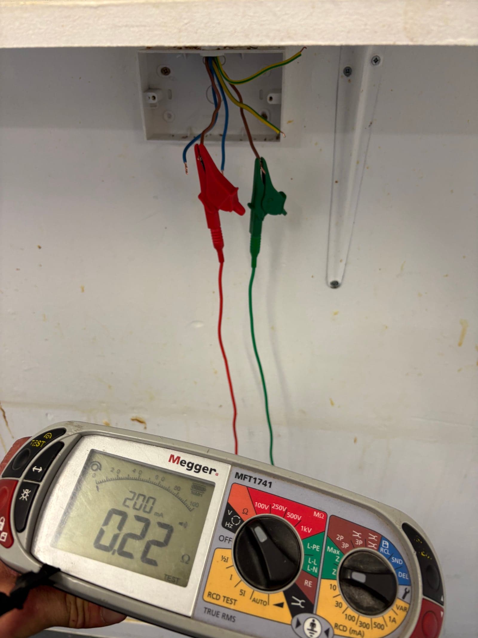 Electrical testing with a Megger multifunction tester